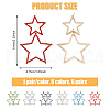 FIBLOOM 6 Pairs 6 Colors Alloy Hollow Star Dangle Stud Earrings with Rhinestone for Women EJEW-FI0001-87-2