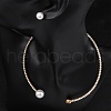 Round Plastic Imitation Pearl Stud Earrings & Heart Cubic Zirconia Rhinestone Cuff Choker Necklaces Sets SJEW-U003-08G-2