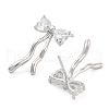 Bowknot Brass Pave Clear Cubic Zirconia Stud Earrings for Women EJEW-S216-02B-P-2