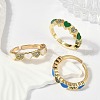 Brass Micro Pave Clear Cubic Zirconia Enamel Cuff Rings for Women RJEW-L113-033G-3