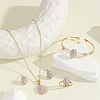 Bohemian Style Alloy & Crystal Rhinestone & Plastic Pearl Pendant Necklace & Stud Earring & Cuff Bangle & Ring Sets FS-WG7DE97-01-1