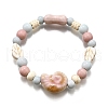 Handmade Porcelain Beads & Synthetic Howlite Beads Stretch Bracelets for Women BJEW-D307-01D-2