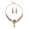Twist Zinc Alloy Rhinestone & Glass Pendant Necklaces & Stud Dangle Earrings Sets FS-WGA0BF7-02-4