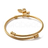 Stainless Steel Crystal Rhinestone Twisted Open Cuff Butterfly Charm Bangles for Women BJEW-G719-20G-3