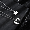 2Pcs 2 Styles Heart Puzzle 201 Stainless Steel Pendant Cable Chain Couple Necklaces FS-WG816E6-05-2