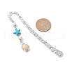 Synthetic Turquoise Tortoise Starfish Pendant Bookmarks with Natural Lava Rock AJEW-JK00285-01-3