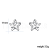 925 Sterling Silver Clear Cubic Zirconia Star Stud Earrings CK5950-4