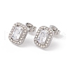 Cubic Zirconia & Rhinestone Rectangle Stud Earrings EJEW-A080-01P-1