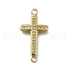 Brass Clear Cubic Zirconia Cross Connector Charms ZIRC-I070-003G-1