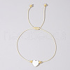 Adjustable Rainbow Dyed Shell Heart Braided Bead Bracelets for Women JE7458-7-1