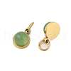 Ion Plating(IP) Natural Green Aventurine Half Round Charms with Jump Ring STAS-A097-05G-08-2