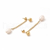 Ion Plating(IP) 304 Stainless Steel Ball Chain Stud Earrings EJEW-C017-01G-2