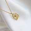 925 Sterling Silver Clear Cubic Zirconia Arch with Rose Flower Pendant Necklaces FS-WG4E11B-01-5