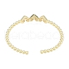 Cubic Zirconia Triple Heart Open Cuff Bangle BJEW-G651-09G-03-2