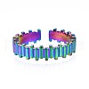 304 Stainless Steel Stripe Textured Cuff Ring RJEW-N038-068-3