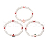3Pcs Summer Fruit Theme ABS Plastic Imitation Round Pearl Beaded Stretch Bracelets for Women BJEW-JB11734-2