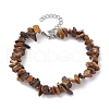 Natural Tiger Eye Chips Beaded Bracelet BJEW-JB09686-03-1