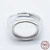 Anti-Tarnish Rhodium Plated 925 Sterling Silver Finger Ring Components STER-G027-12P-4