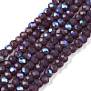 Electroplate Opaque Solid Color Glass Beads Strands EGLA-A044-P1mm-L11-1