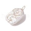 Natural Baroque Pearl Keshi Pearl Copper Wrie Wrapped Moon Pendants PALLOY-JF02871-3