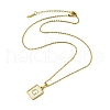 Ion Plating(IP) Rectangle with Initial Letter 304 Stainless Steel Pendant Necklace NJEW-R265-04G-G-3