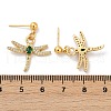 Dragonfly Brass Micro Pave Cubic Zirconia Dangle Stud Earrings EJEW-F895-15G-5