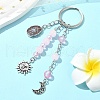Glass & Alloy & Natural Strawberry Quartz Keychain KEYC-YW00146-02-1