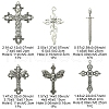 6Pcs 6 Styles Tibetan Style Alloy Cross Pendants FIND-FS0002-57-4