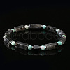 Rectangular Natural Labradorite & Amazonite Beads Stretch Bracelets for Men CD6409-3