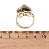 Heart Natural Tiger Eye Finger Rings RJEW-M076-03G-11-3