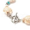 Heart & Tortoise Synthetic Turquoise(Dyed) Beaded Bracelet BJEW-JB07302-01-5