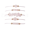 5Pcs 5 Styles Natural Rose Quartz Braided Bead Bracelets BJEW-JB11681-03-2