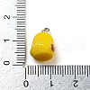 Opaque Resin Chick Charms with Platinum Plated Iron Loops FIND-M012-03-3