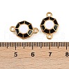 304 Stainless Steel Black and White Enamel Octagon Connector Charms STAS-Z140-11G-3