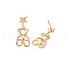 Brass Micro Pave Clear Cubic Zirconia Stud Earring Findings KK-S356-620G-NF-3
