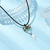 Cylinder Seed Beaded Evil Eye & Alloy Pyramid Cone Pendant Necklaces NJEW-MZ00105-01-1