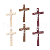 DICOSMETIC 6Pcs 3 Colors Religion Cross Wood Big Pendants WOOD-DC0001-18-8