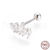 Anti-Tarnish Rhodium Plated 925 Sterling Silver Barbell Cartilage Earrings STER-I018-01P-5