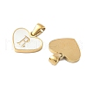 304 Stainless Steel Pave Natural White Shell Heart with Initial Slice Pendants STAS-R168-25G-R-2
