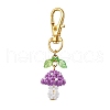 Handmade Glass Seed Mushroom with Acrylic Leaf Pendant Decorations HJEW-MZ00104-04-1