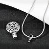 304 Stainless Steel Black Enamel Flat Round Pendant Pet Urn Ashes Necklaces NJEW-S455-09P-5