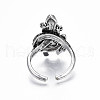 Lizard Alloy Open Cuff Ring for Men Women RJEW-T009-47AS-2