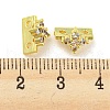 Rack Plating Brass Micro Pave Clear Cubic Zirconia Connector Charms KK-F864-06G-3