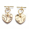 Brass Micro Pave Clear Cubic Zirconia Toggle Clasps KK-S356-310-NF-2