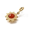 304 Stainless Steel Pave Natural Carnelian(Dyed & Heated) Sun Pendant Decoration STAS-H202-50G-2