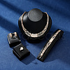 Rectangle Alloy Pendant Necklaces & Stud Dangle Earrings & Link Bracelet & Rings Sets WGF76D9-03-1
