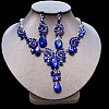 Teardrop Alloy Rhinestone Pendant Necklaces & Stud Earrings Sets FS-WG537BF-08-1