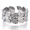 304 Stainless Steel Leaf Cuff Rings RJEW-N038-110P-3