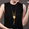 Ethnic Style Natural Shell & Agate & Handmade Lampwork Flower Big Pendant Necklaces FS-WGC615D-01-3