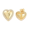 Heart Brass Micro Pave Cubic Zirconia Earrings for Women EJEW-E310-10G-1